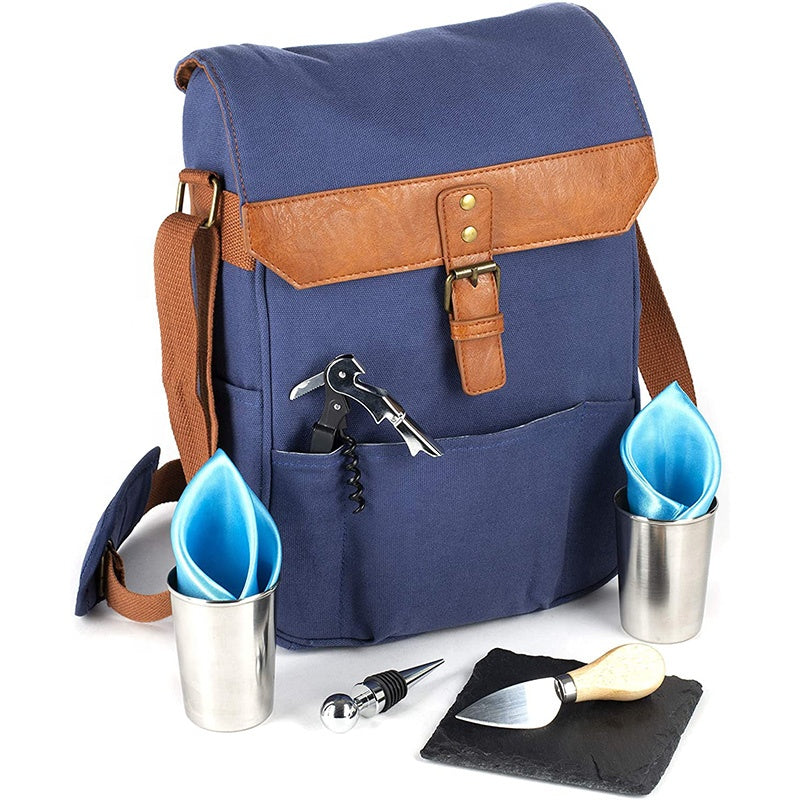 Canvas Wine Bottle Insulated Shoulder Bag With Cover