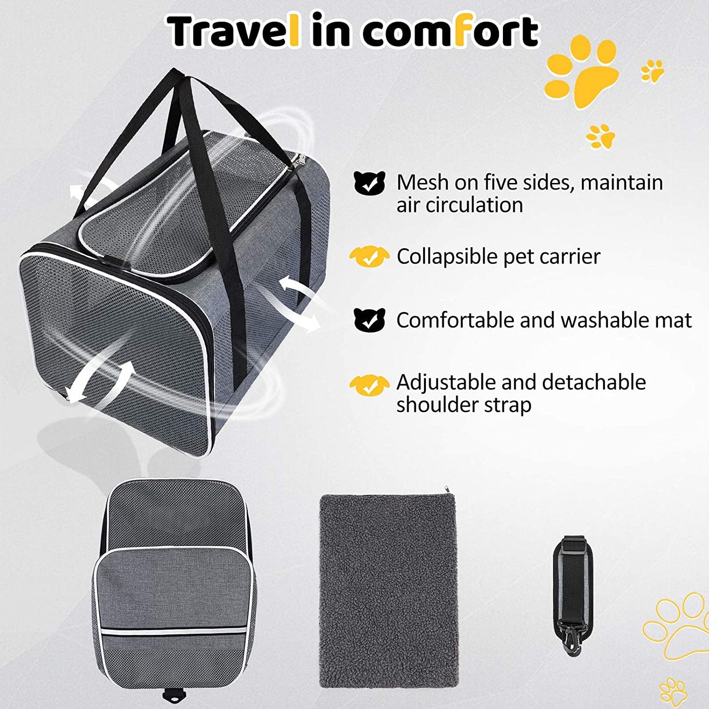 Durable Pad Collapsible Pet Travel bag