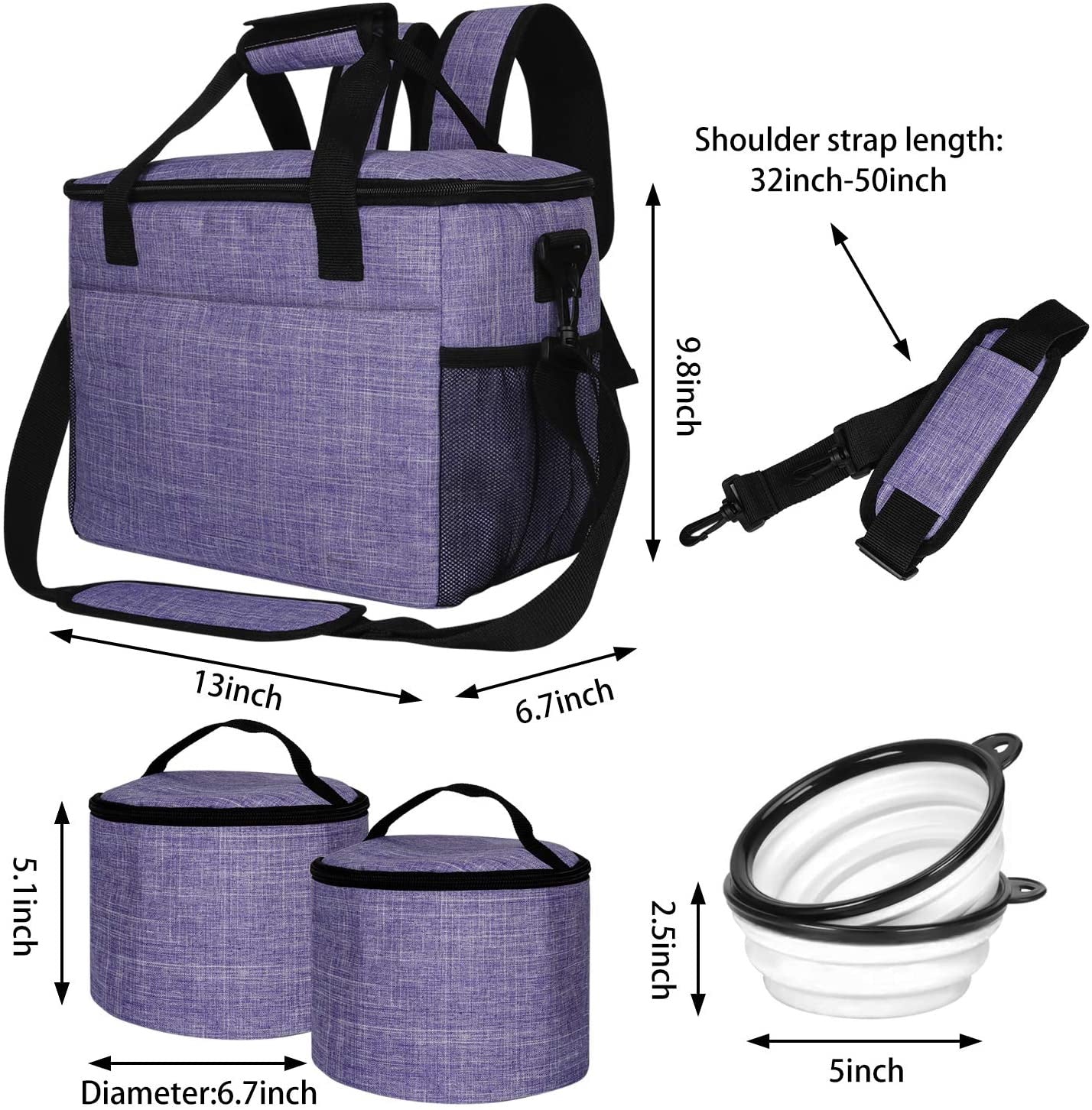 5 Piece Set Dog Pet Supplies Travel Backpack