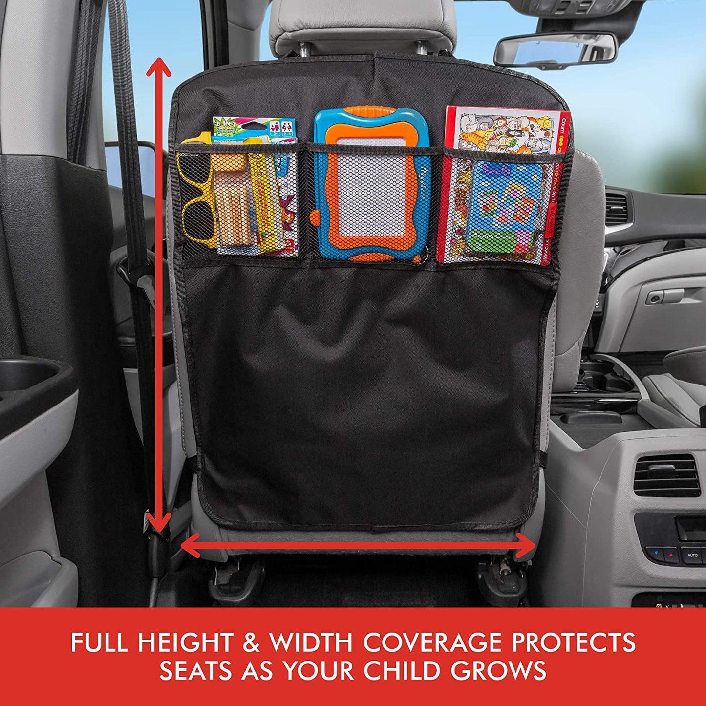 Car Backseat Organizer with 3 Mesh Pockets
