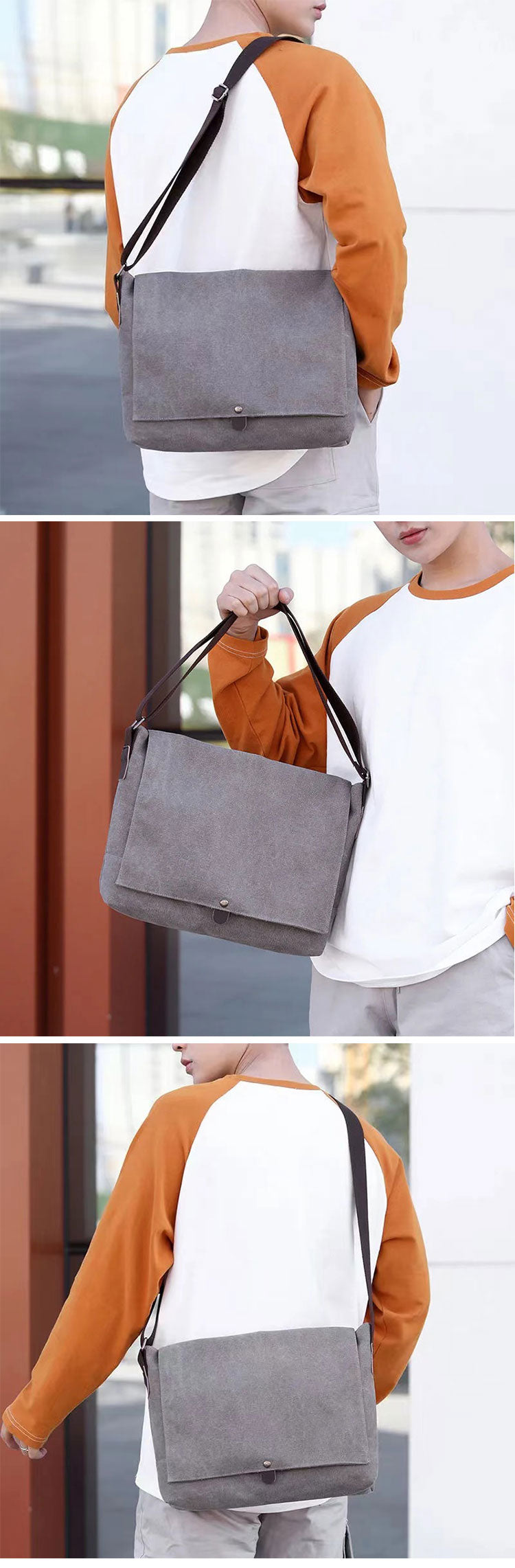 Vintage Brown Canvas Laptop Messenger Bag