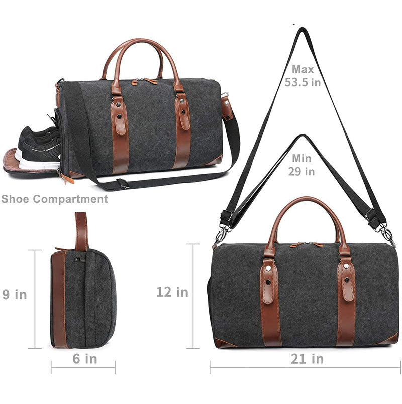 High Quality Canvas Leather Outdoor Sports Weekender Bag