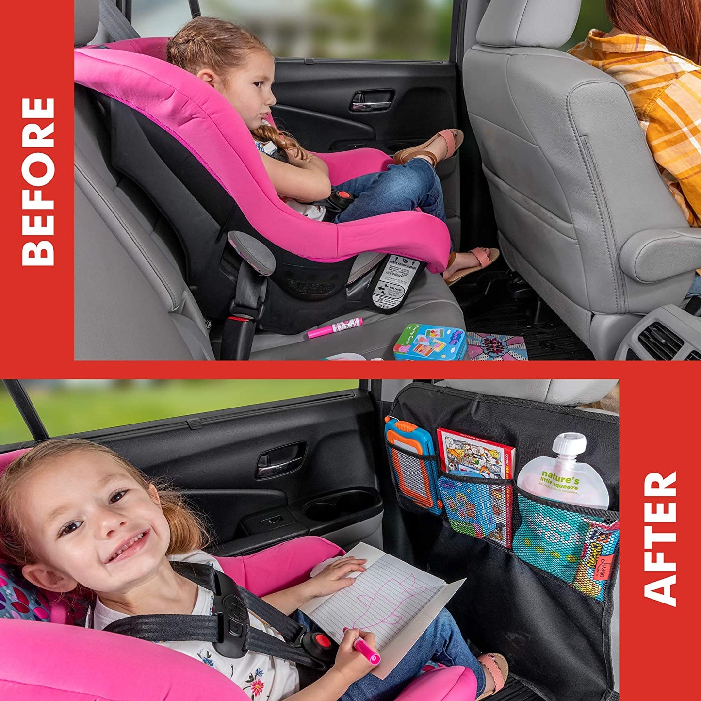 Car Backseat Organizer with 3 Mesh Pockets