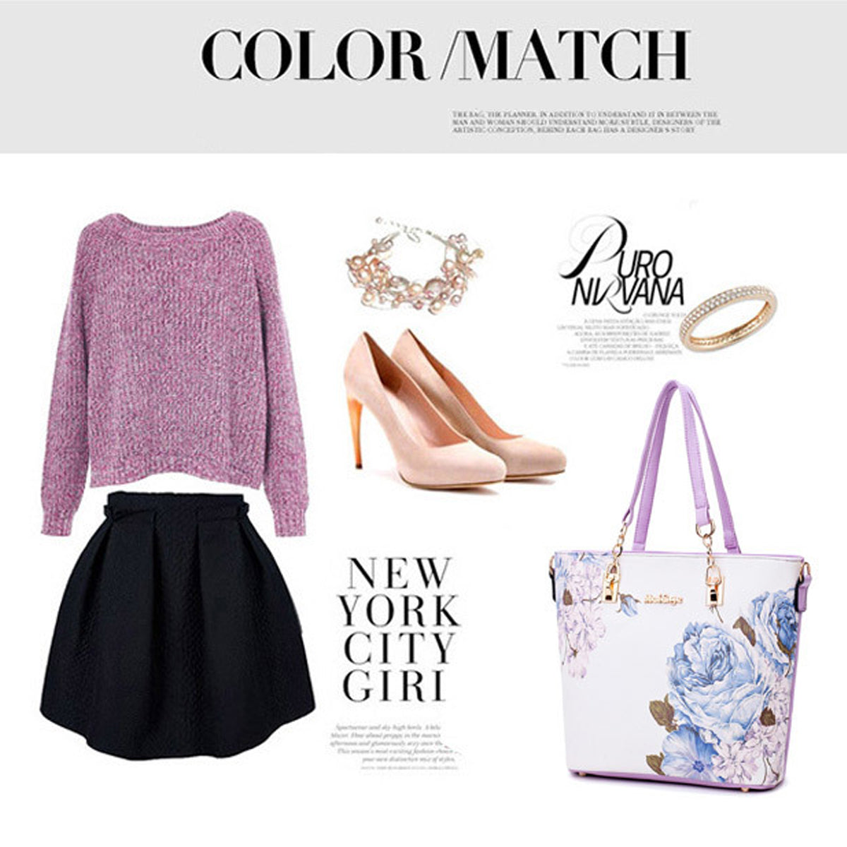 6 Pcs Designer Purses and Handbags for Women