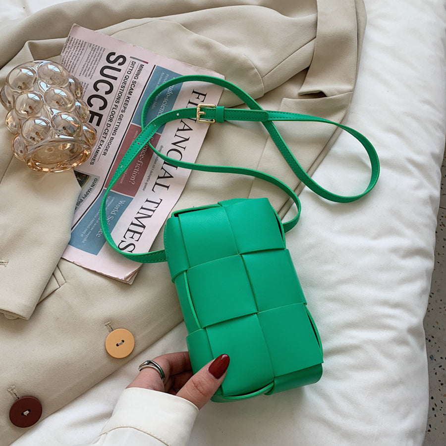 Plaid Woven Mini Messenger Bag