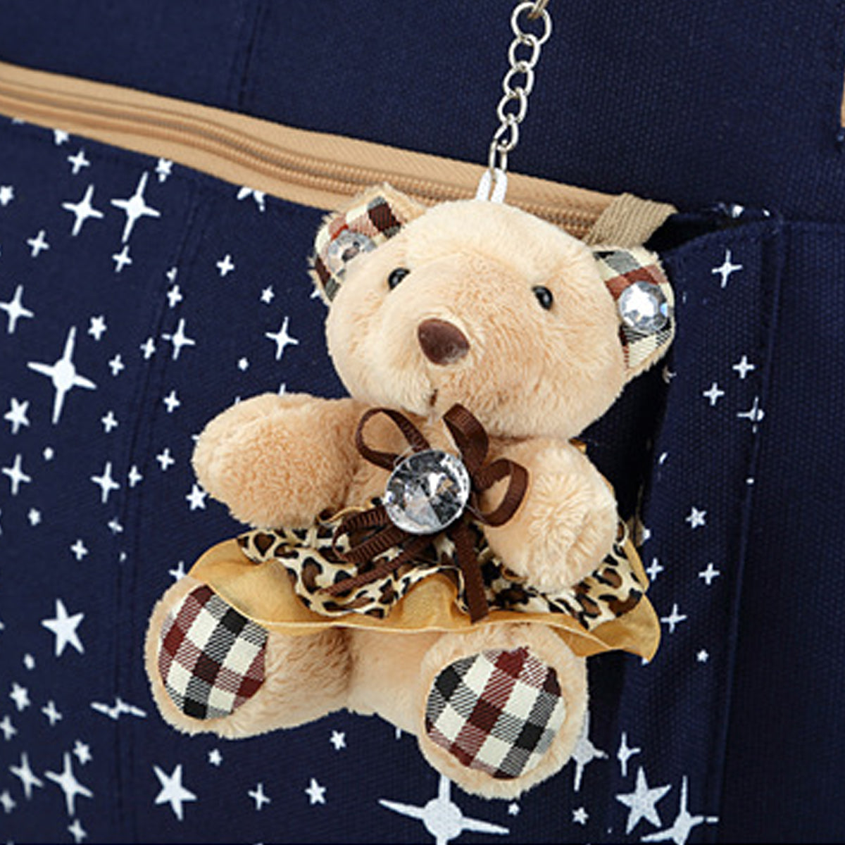 3 Pcs Star Print Girls Canvas Backpacks Set for School