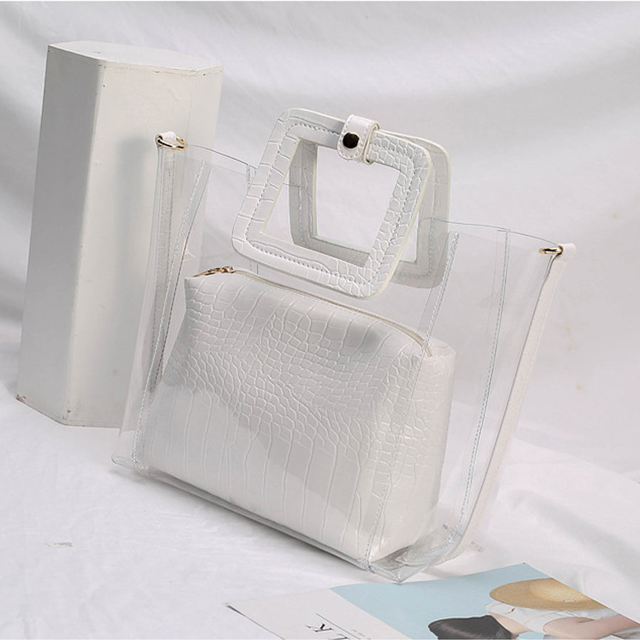 Transparent Crocodile-print Hand-held Crossbody Bag