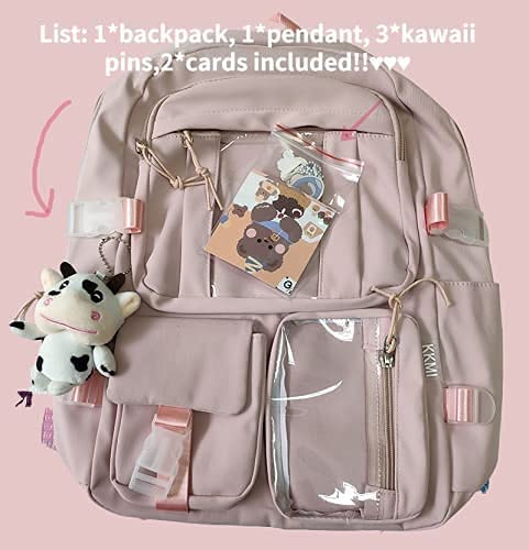 Backpack with Pins Kawaii School Backpack Cute Aesthetic Backpack