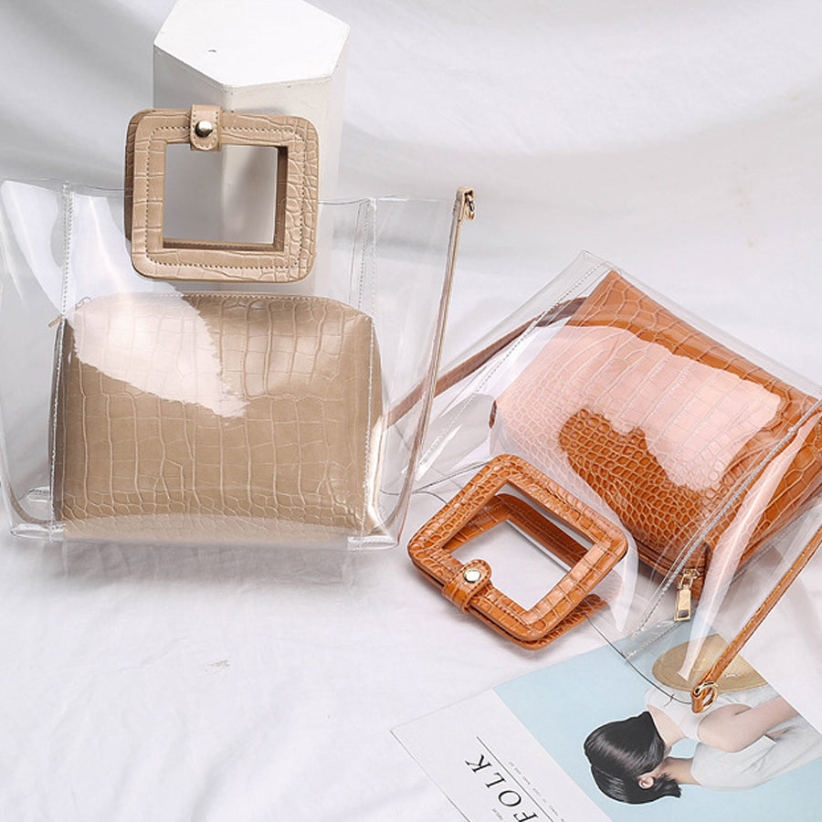 Transparent Crocodile-print Hand-held Crossbody Bag
