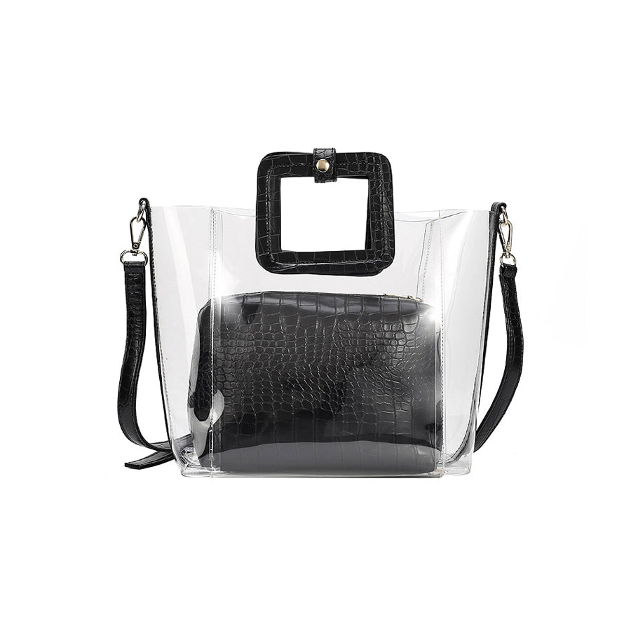 Transparent Crocodile-print Hand-held Crossbody Bag