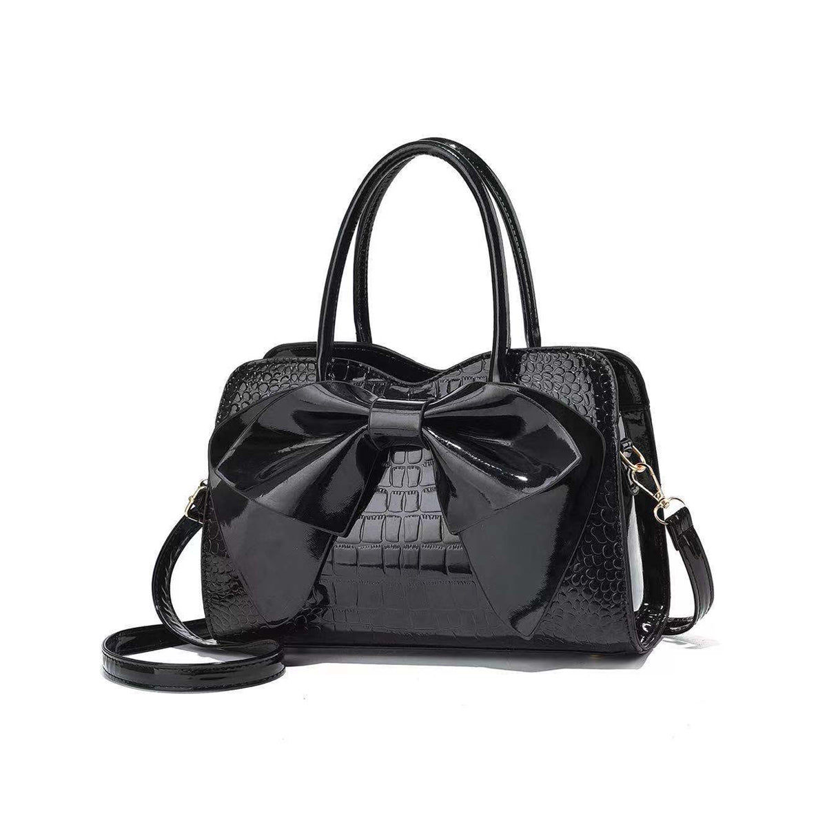 New Fashion Crocodile Pattern Bow One Shoulder Slant Bag