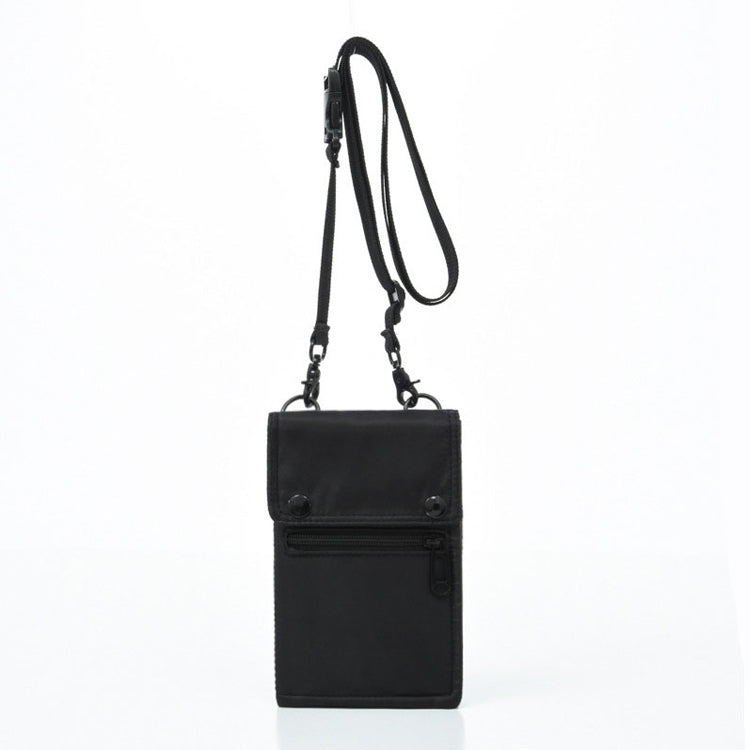 Black Nylon Travel Passport Holder Neck Pouch