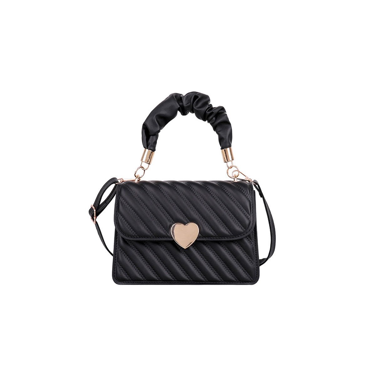 Heart Decor Snap Button Square Bag