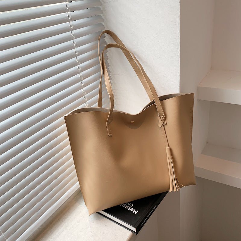 Women's Soft Faux Leather Tote Shoulder Bag