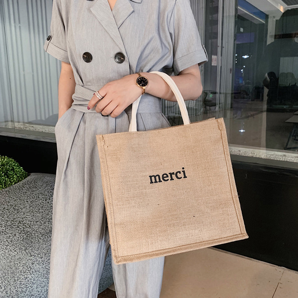 Burlap Handbag Fashion New Handy Excursion Bag