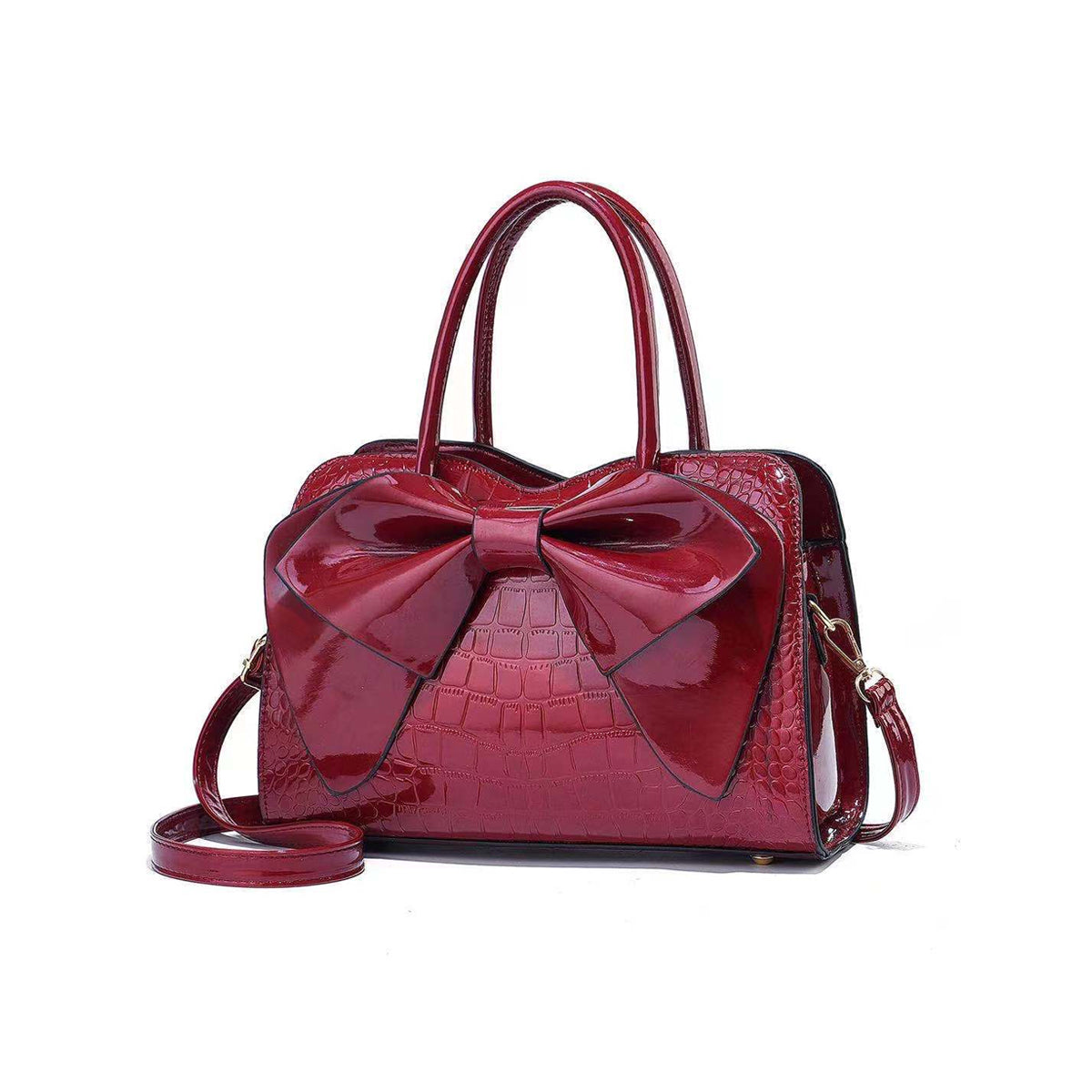 New Fashion Crocodile Pattern Bow One Shoulder Slant Bag