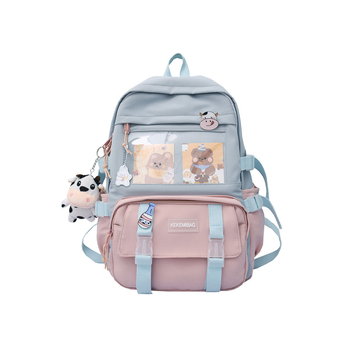 Lovely Pastel Rucksack With Kawaii Pin And Cute Accessories