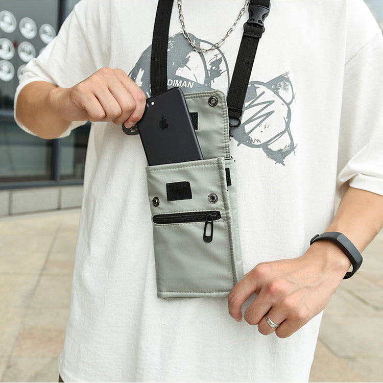 Black Nylon Travel Passport Holder Neck Pouch