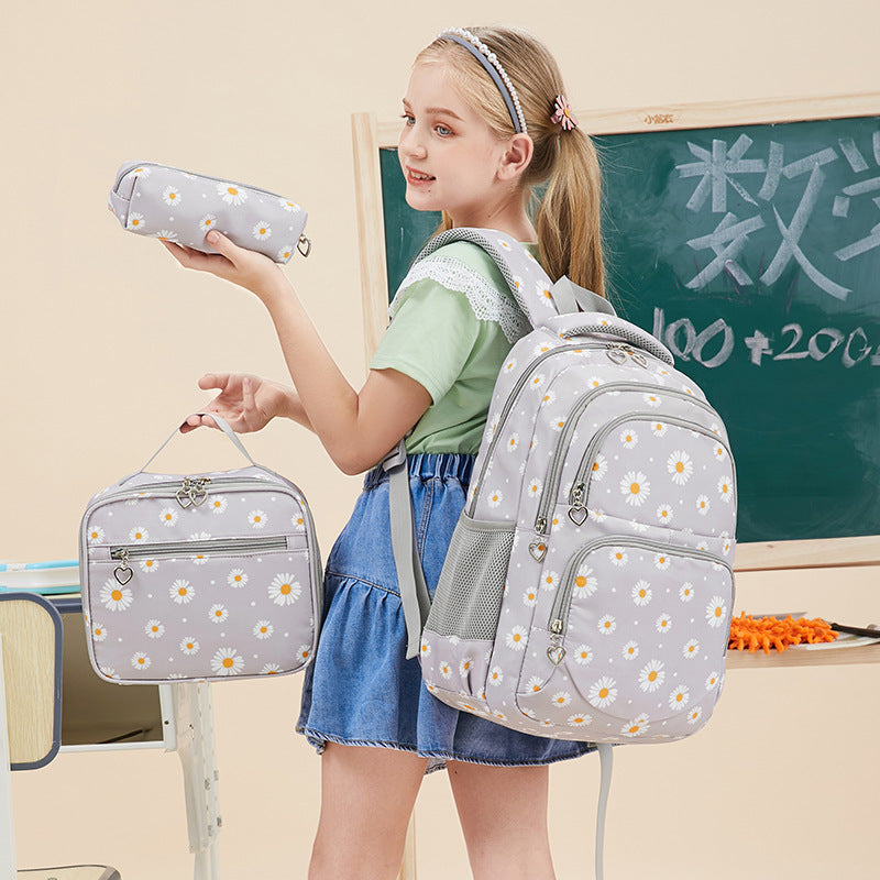 3Pcs Daisy Prints Backpack Sets Kids Bookbag for Teens