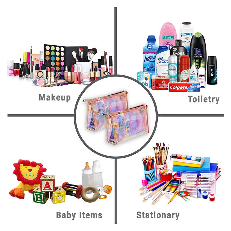 Holographic PVC Zipper Cosmetic Pouch Makeup Bag