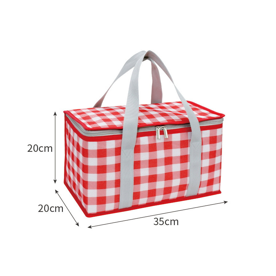 Plaid Cooler Bags For Picnic With Handbag