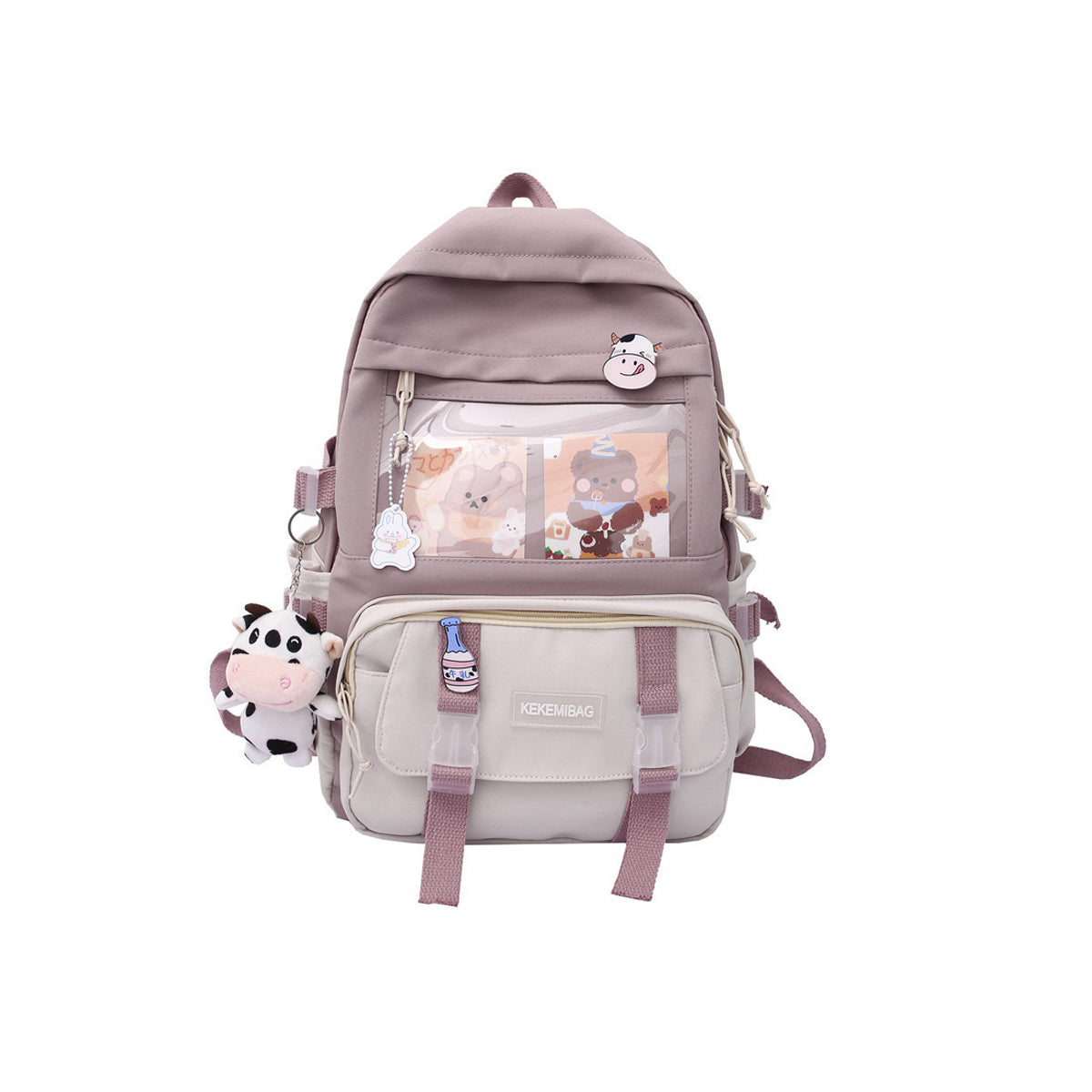 Lovely Pastel Rucksack With Kawaii Pin And Cute Accessories