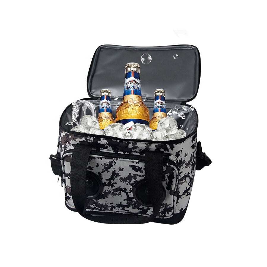 Insulated waterproof speaker cooler bag with solar panel