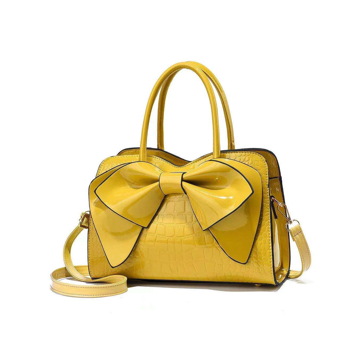 New Fashion Crocodile Pattern Bow One Shoulder Slant Bag