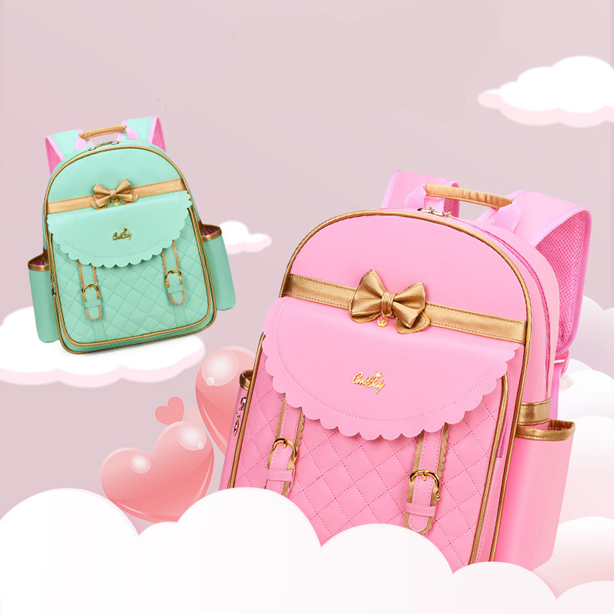 Children Princess Waterproof PU Backpack for Girls