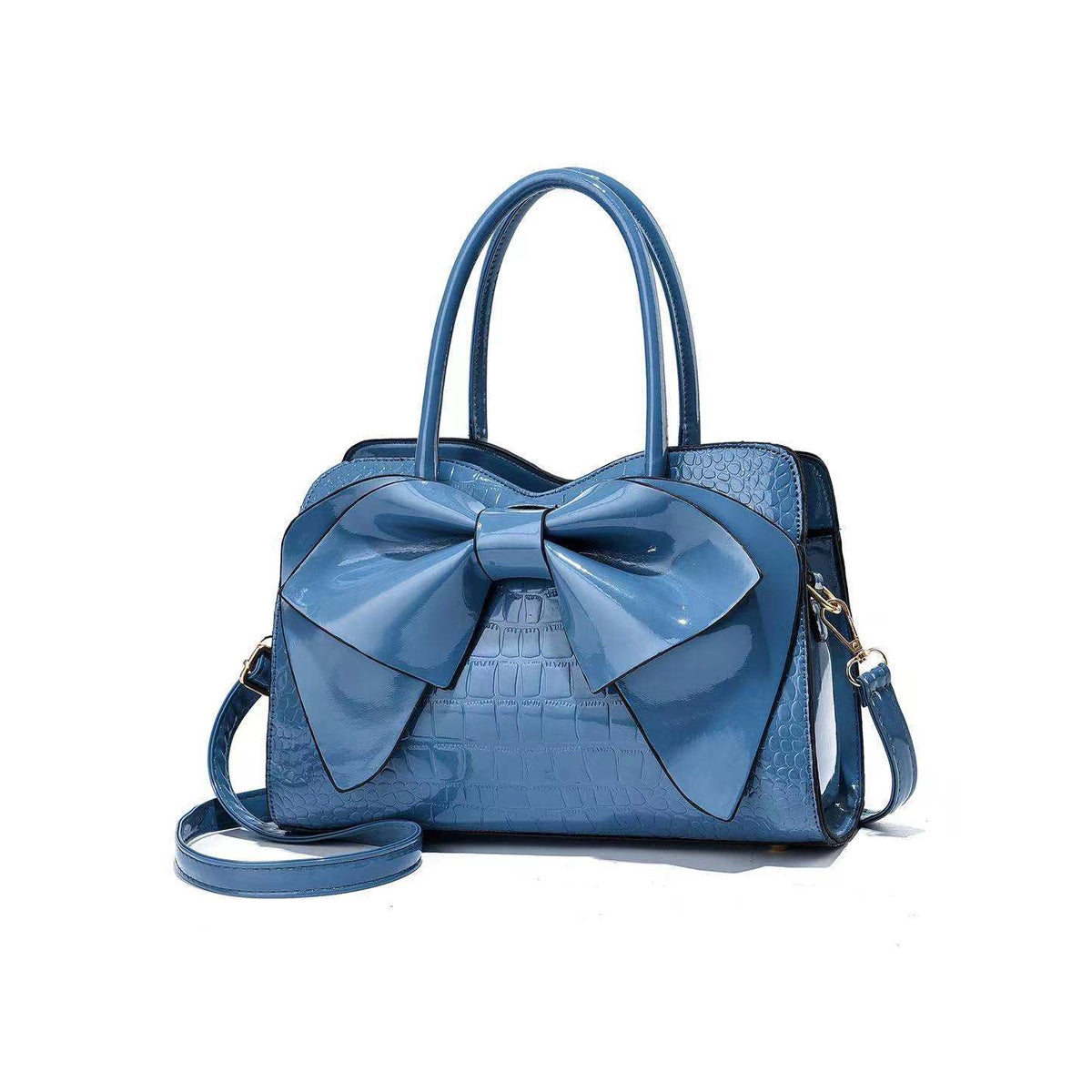 New Fashion Crocodile Pattern Bow One Shoulder Slant Bag
