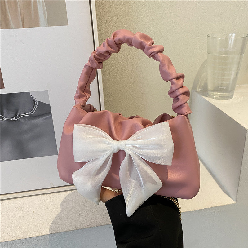 Simple Crossbody Chain Small Square Bag with Bow