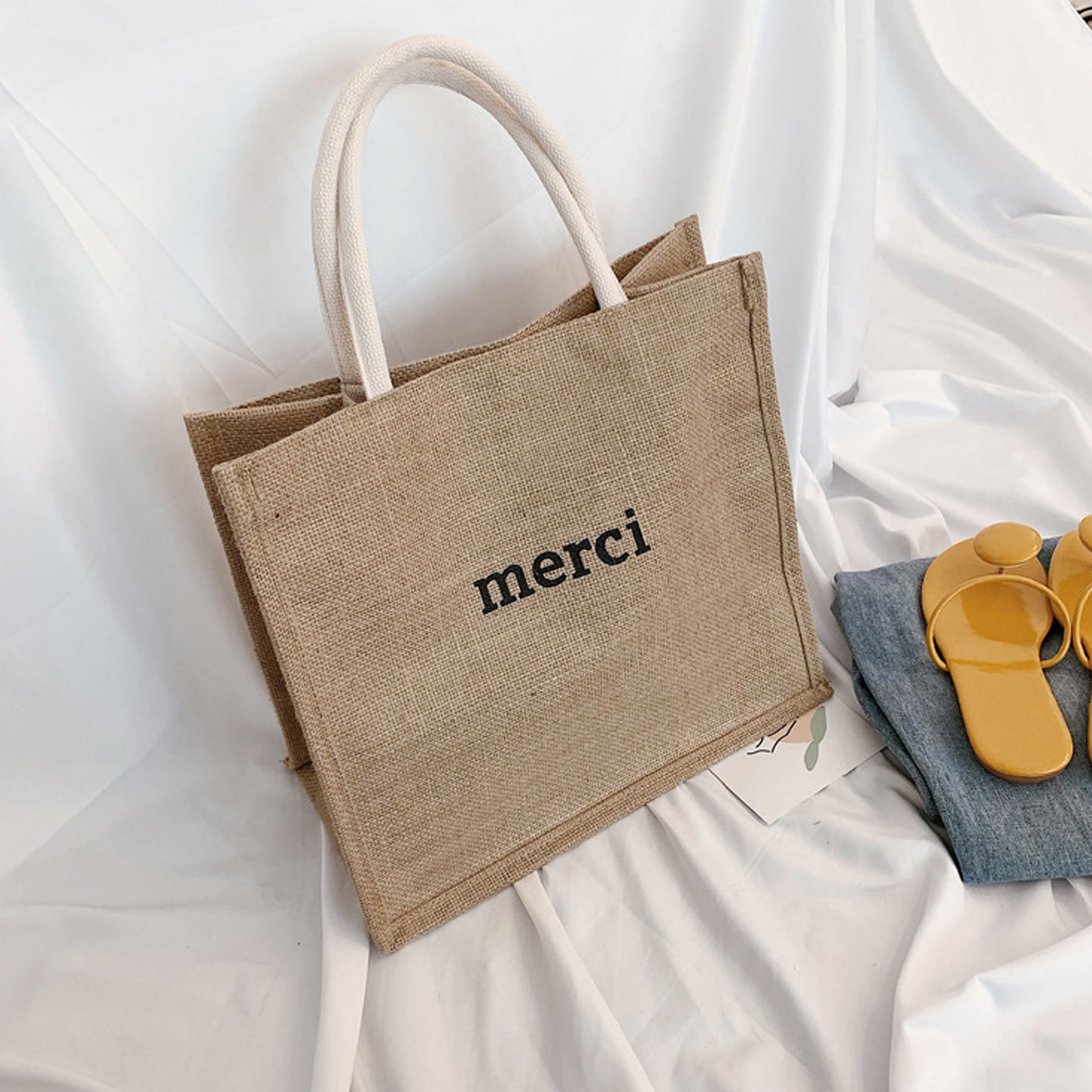 Burlap Handbag Fashion New Handy Excursion Bag
