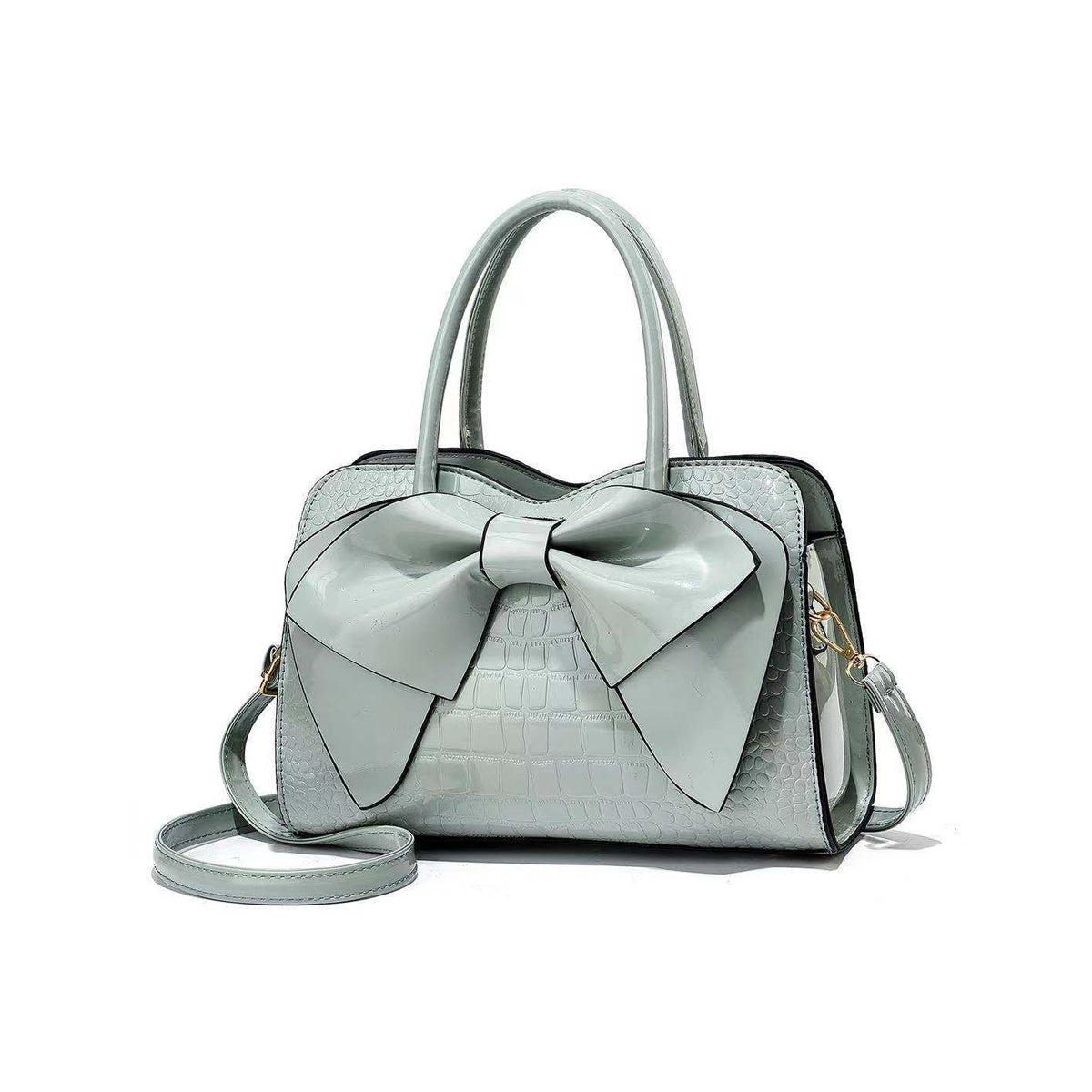 New Fashion Crocodile Pattern Bow One Shoulder Slant Bag