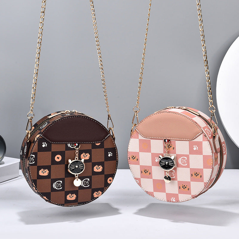 New Women's Bag Shoulder Bag Chain Small Round Bag
