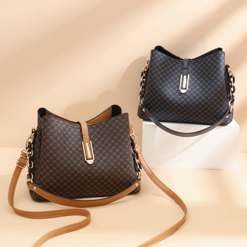 New Fashion Print Soft Leather One Shoulder Crossbody Bag