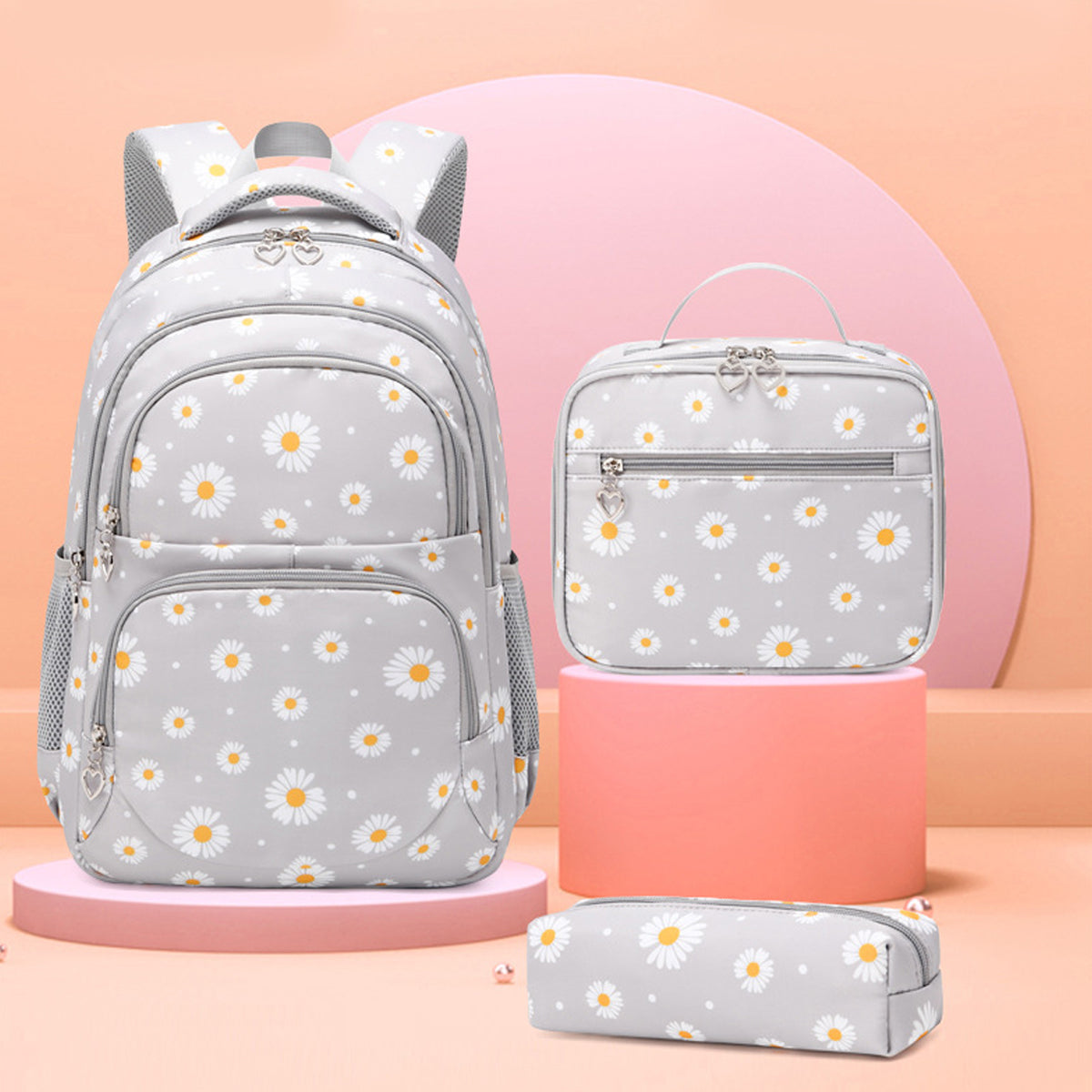 3Pcs Daisy Prints Backpack Sets Kids Bookbag for Teens