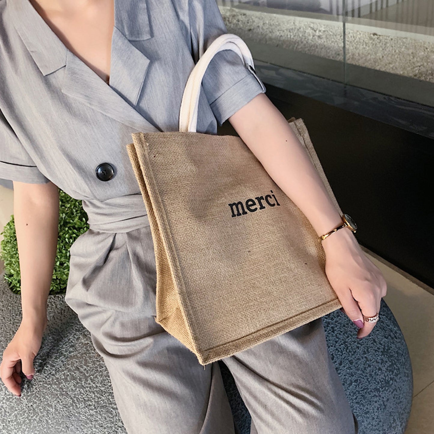 Burlap Handbag Fashion New Handy Excursion Bag