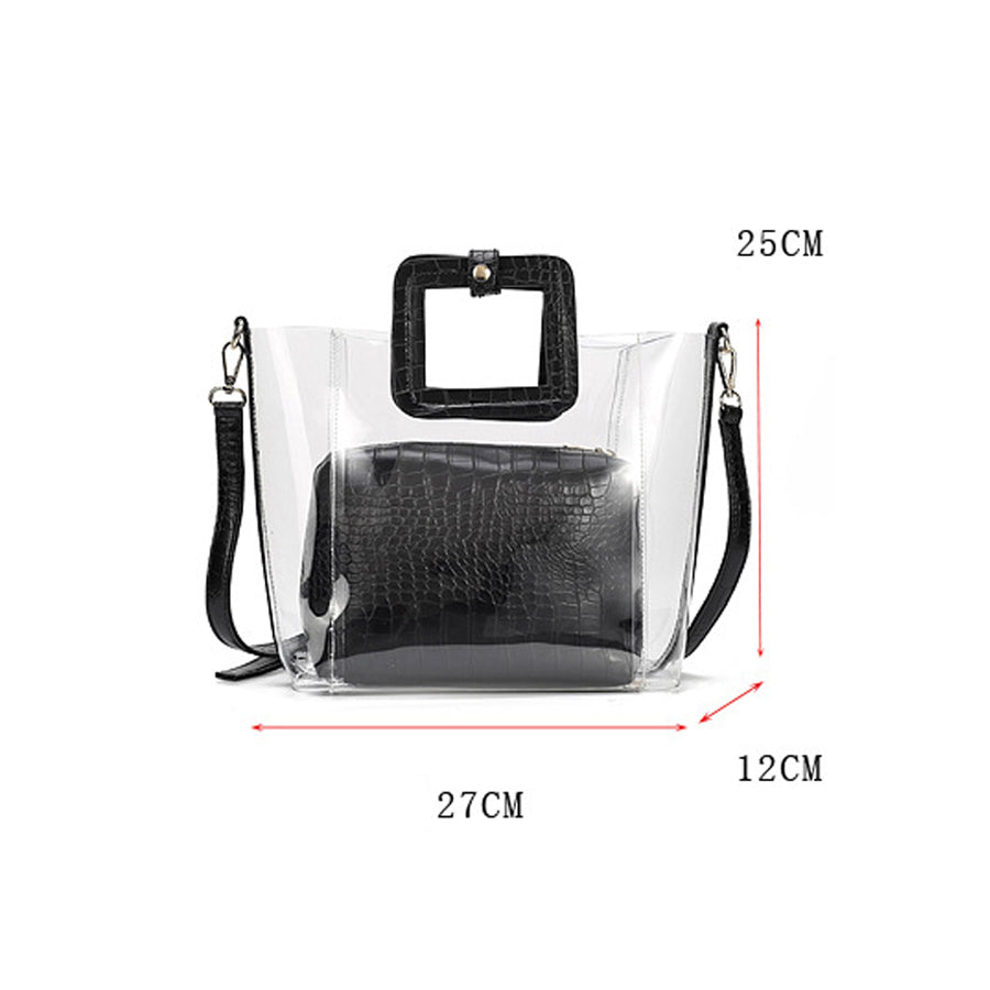 Transparent Crocodile-print Hand-held Crossbody Bag