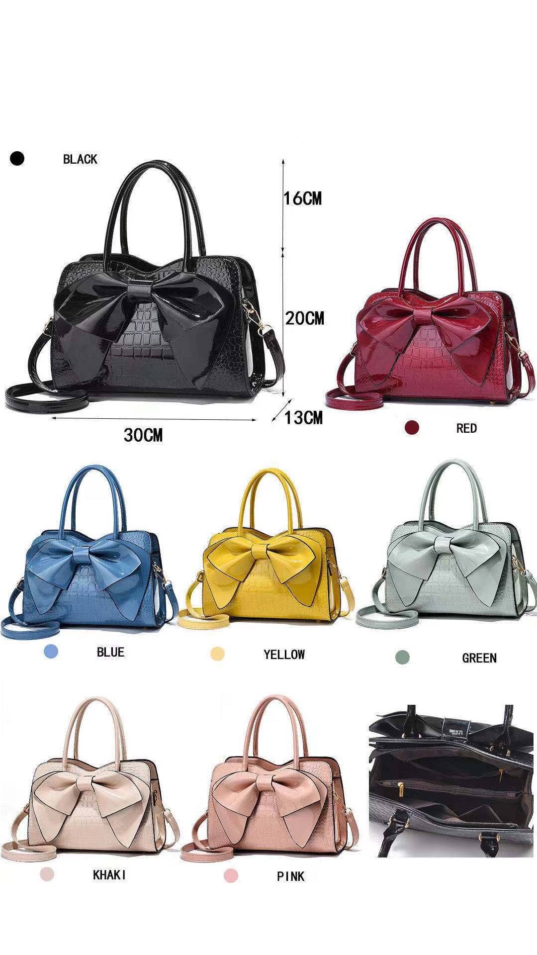 New Fashion Crocodile Pattern Bow One Shoulder Slant Bag
