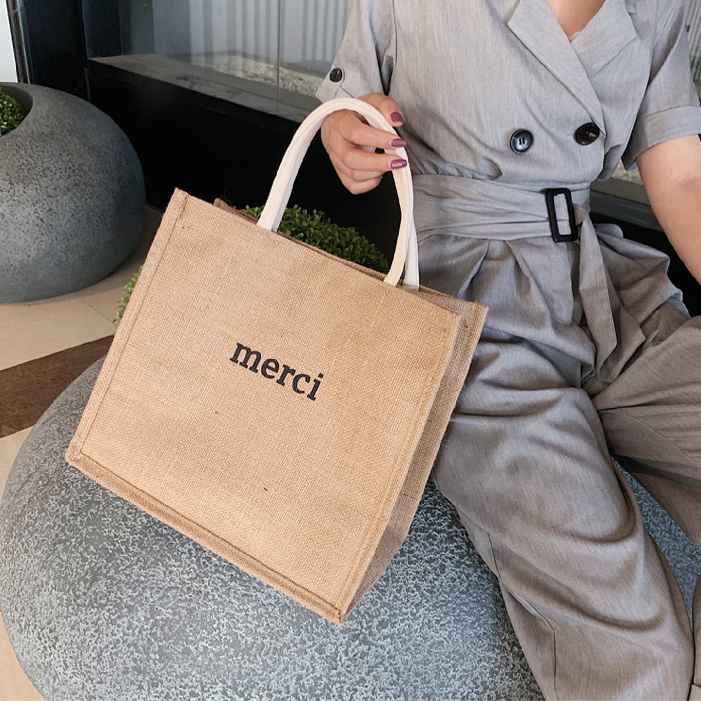 Burlap Handbag Fashion New Handy Excursion Bag