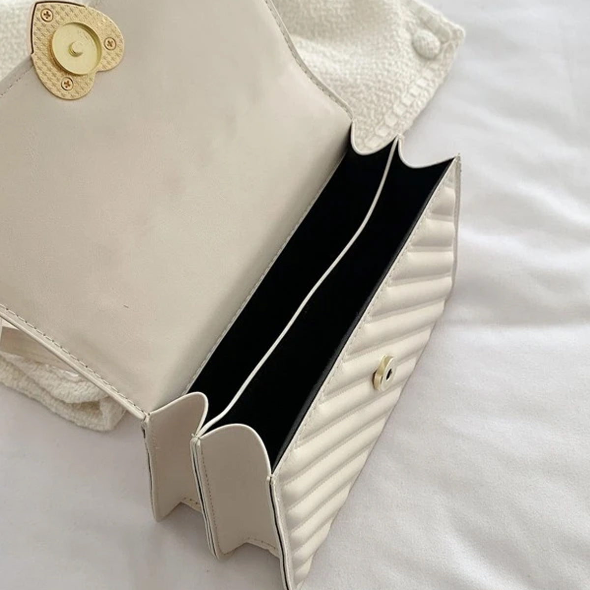 Heart Decor Snap Button Square Bag
