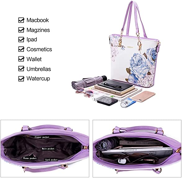 6 Pcs Designer Purses and Handbags for Women