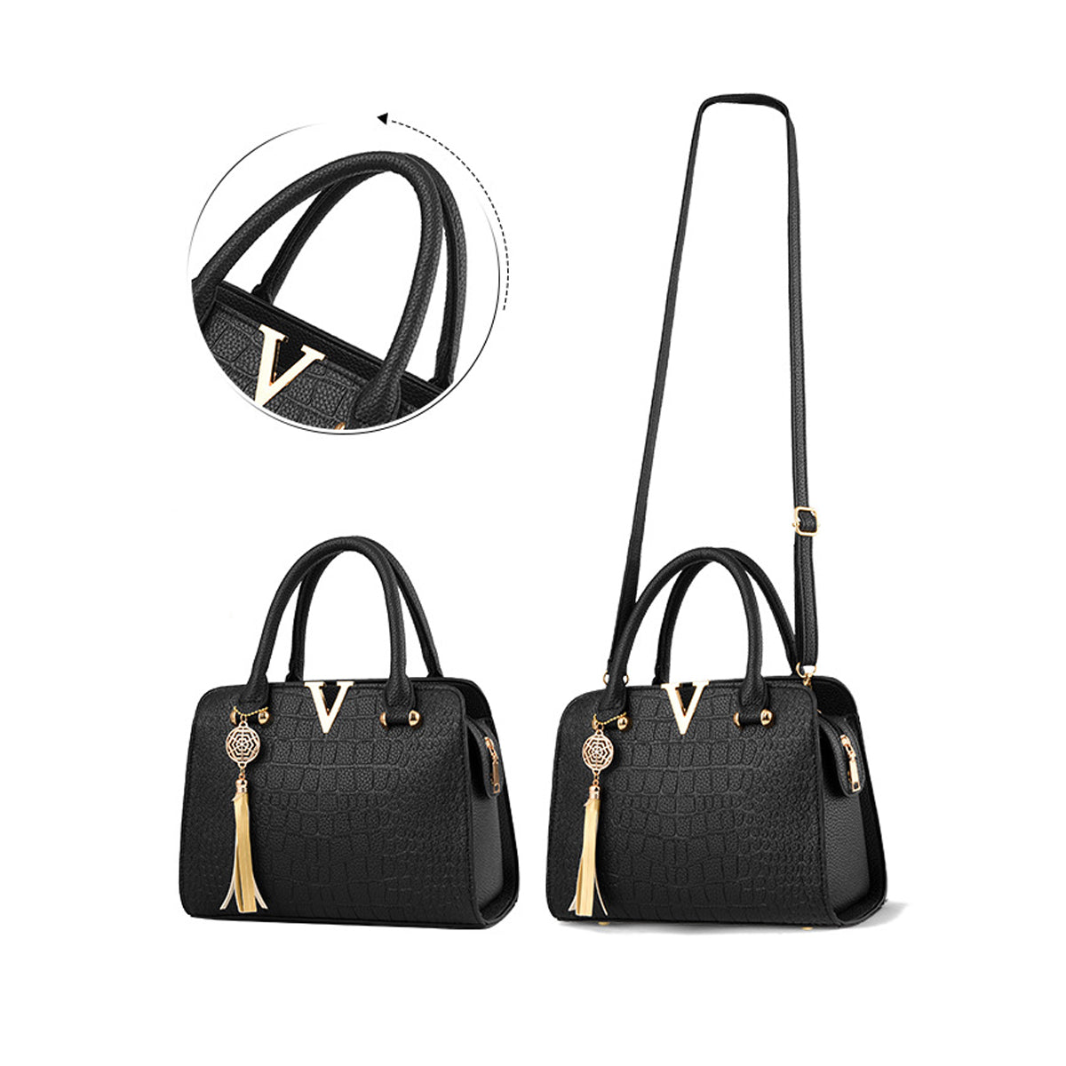 New Fashion PU Leather Crocodile Pattern Handbag Shoulder Bag