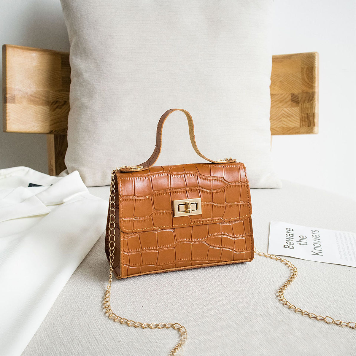 Crocodile Pattern Handbag Versatile Small Square Bag