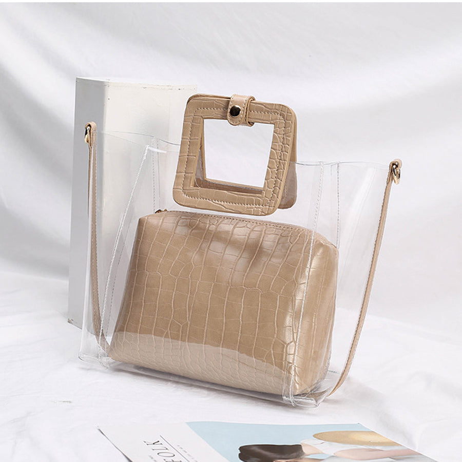 Transparent Crocodile-print Hand-held Crossbody Bag