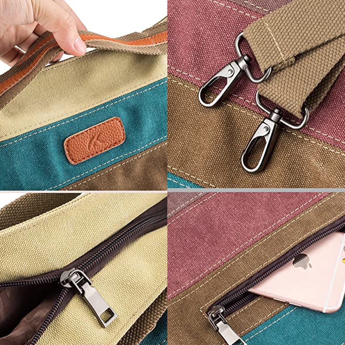 Multi-Color Striped Lattice Cross Body Shoulder Purse Bag Tote-Handbag