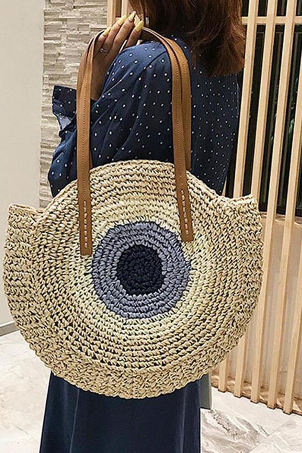 Ombre Straw Large Round Bag