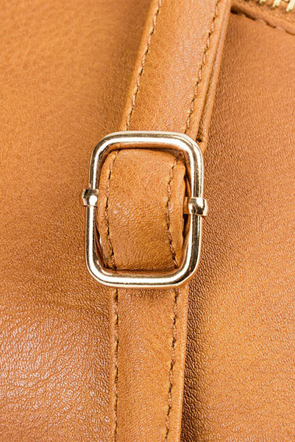 Brown Double Zipper Shoulder Messenger Bag