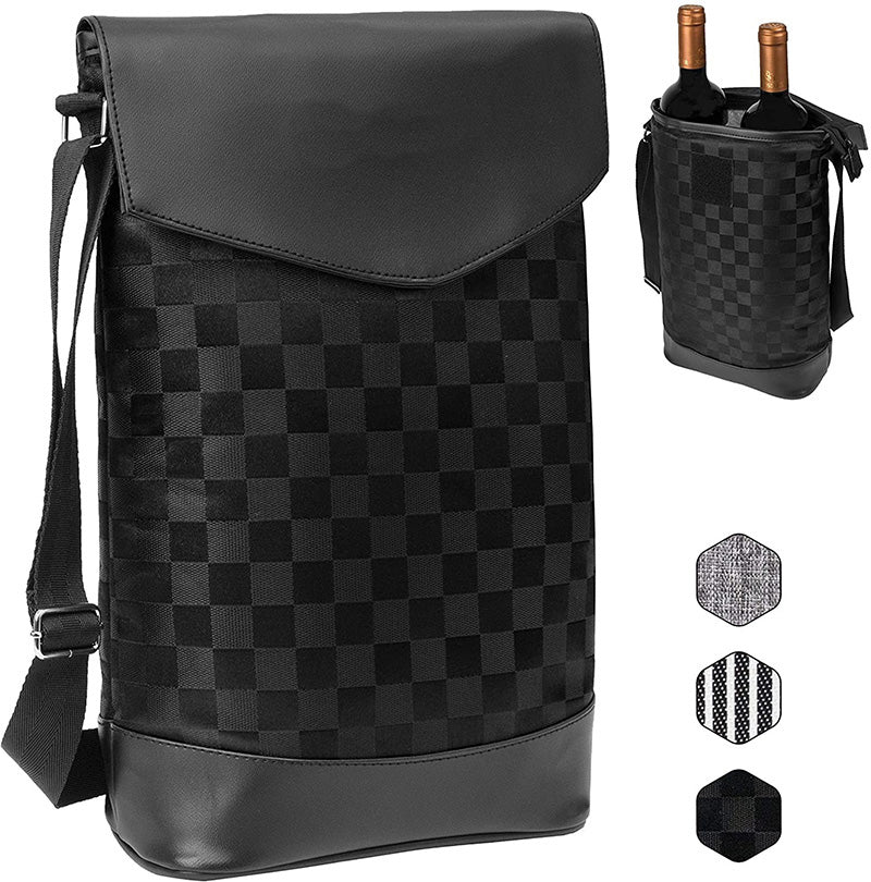 2 Bottles Wine Storage Insulated Cooler Shoulder Bag