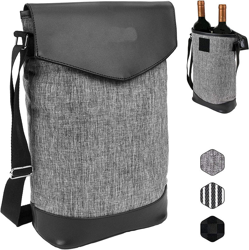 2 Bottles Wine Storage Insulated Cooler Shoulder Bag